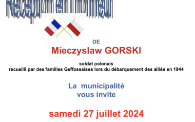 Réception en l’honneur de Mieczyslaw Gorski le samedi 27 Juillet à 18h à la Mairie